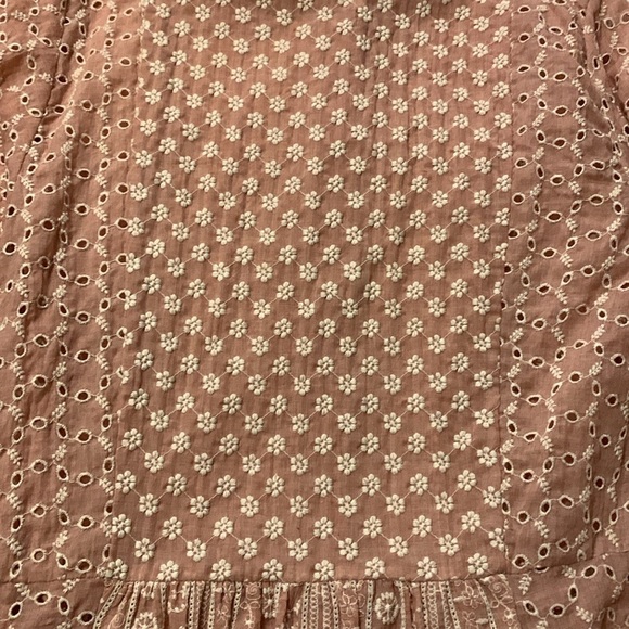 ZARA Malina Coquette Embroidered Pink White Floral Midi Dress 100% Cotton SZ S - Picture 7 of 12